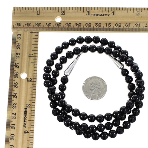 Sterling Silver Onyx Southwest Bead Necklace AX98138